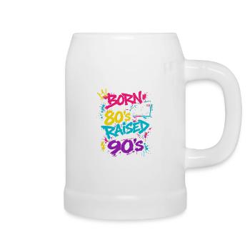 80s Boombox Neon Graffiti - Beer Mug - white - Right