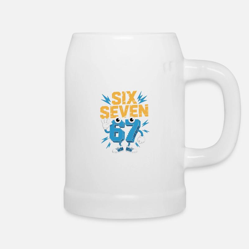 Number Hero 67 in Comic Style - Beer Mug - white