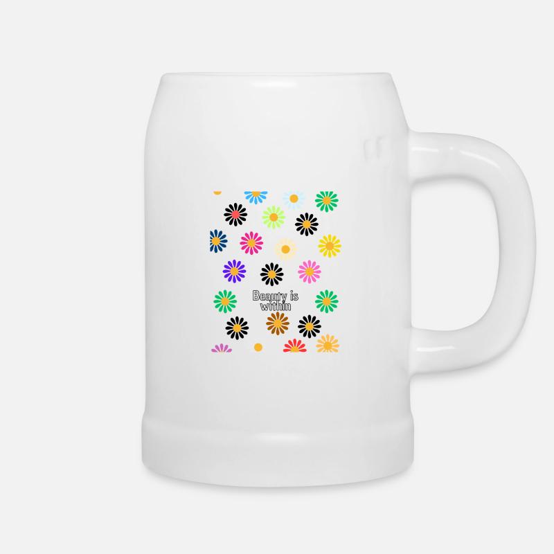 Millefleurs Pop sur Noir - Chope en céramique - blanc