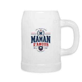 Maman d’Amour Style Varsity Vintage - Chope en céramique - blanc - Droite