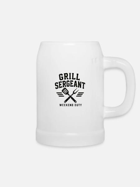 Grill Sergeant BBQ Shirt - Bierkrug - Weiß