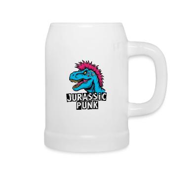 Jurassic Punk T-Rex for Dino Friends and Rebels - Beer Mug - white - Right