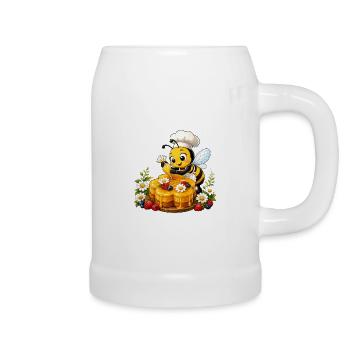 bee honey beekeeper honeycomb flowers meadow insect - Beer Mug - white - Right