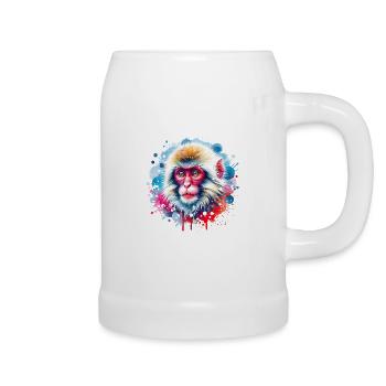 Japanese macaque gift - Beer Mug - white - Right