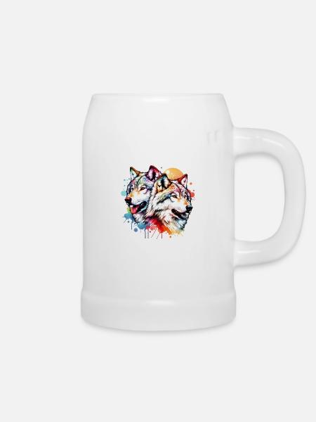 Grauwolf Geschenk - Bierkrug - Weiß