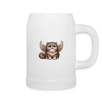 Perserkatze Engel Flauschiges Fell - Bierkrug - Weiß - Rechts