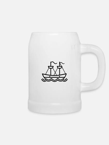 Piratenschiff - Bierkrug - Weiß