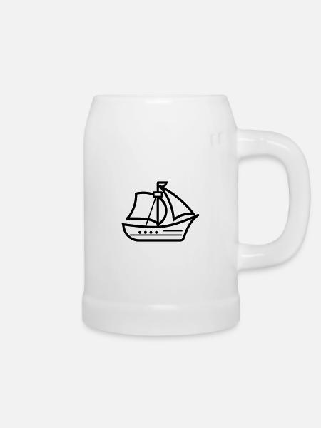 Piratenschiff - Bierkrug - Weiß