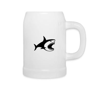 Requin - Chope en céramique - blanc - Droite