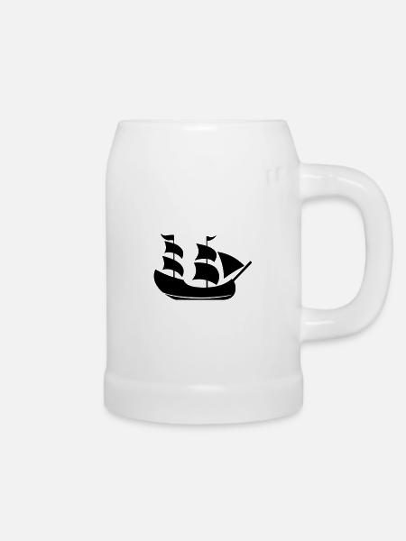 Piratenschiff - Bierkrug - Weiß