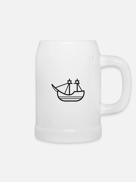 Piratenschiff - Bierkrug - Weiß