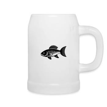 Poisson petite carpe - Chope en céramique - blanc - Droite