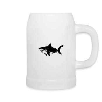 Requin - Chope en céramique - blanc - Droite