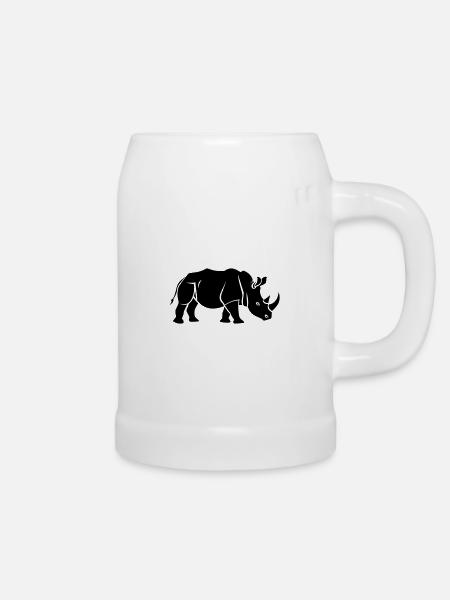 Nashorn - Bierkrug - Weiß