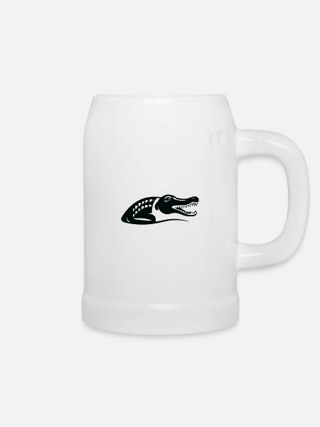 Krokodil - Bierkrug - Weiß
