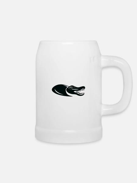 Krokodil - Bierkrug - Weiß