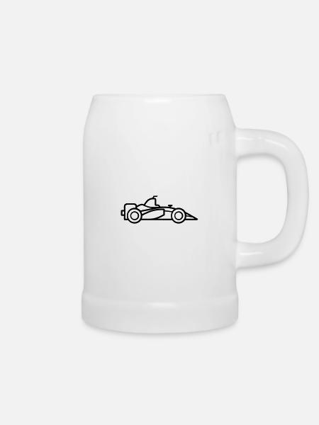 Rennwagen - Bierkrug - Weiß