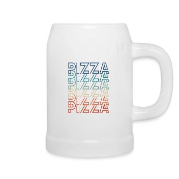 Retro Pizza Vintage Text Pizza Liebhaber - Bierkrug - Weiß - Rechts