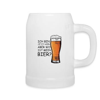 Ich bin jetzt hier, aber wo ist mein Bier? - Bierkrug - Weiß - Rechts