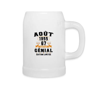 67 Ans Anniversaire Vintage Né(e) en Août 1955 - Chope en céramique - blanc - Droite