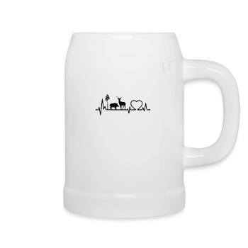 Hunter Hunting Heartbeat Boar Deer - Beer Mug - white - Right