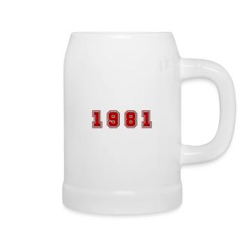 1981 Jahr Zahl - Bierkrug - Weiß - Rechts