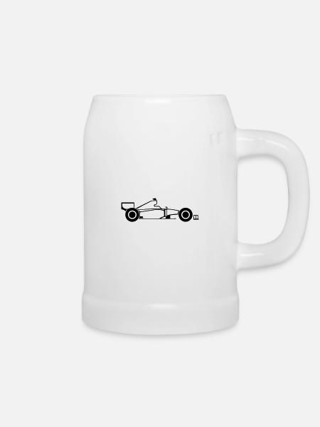 Rennwagen - Bierkrug - Weiß