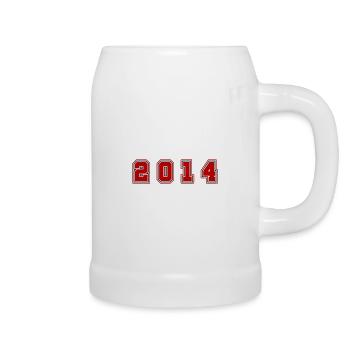 2014 Jahr Zahl - Bierkrug - Weiß - Rechts