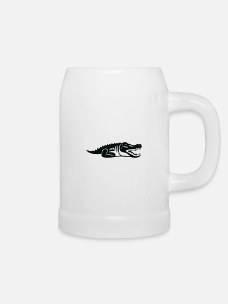 Krokodil - Bierkrug - Weiß