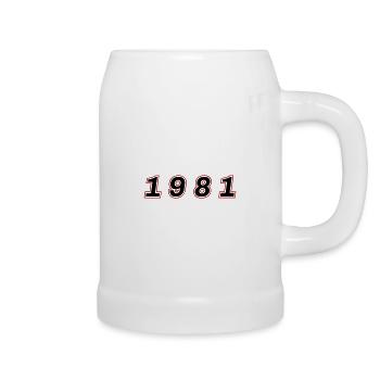 1981 Jahr Zahl - Bierkrug - Weiß - Rechts