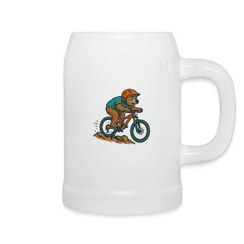 Downhill Bär auf Bike – Wild & Abenteuerlustig - Bierkrug - Weiß - Rechts