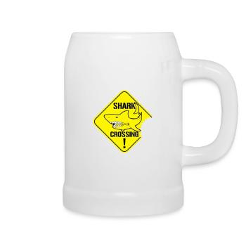 Shark Crossing Warning Signs - Beer Mug - white - Right