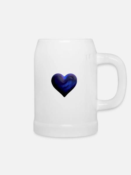 Herz blau Geschenkidee dunkelblau - Bierkrug - Weiß