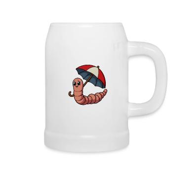 Worm Earthworm Umbrella Garden Umbrella Weather - Beer Mug - white - Right