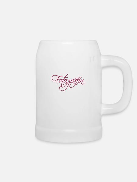 Fotogräfin mit Schwung - Bierkrug - Weiß