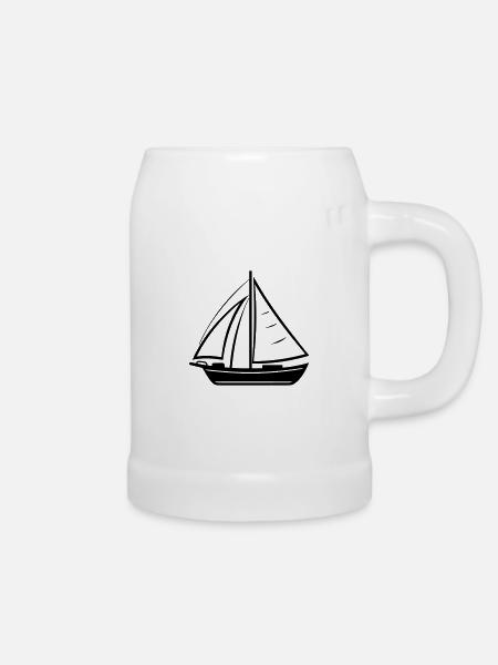 Segelboot - Bierkrug - Weiß