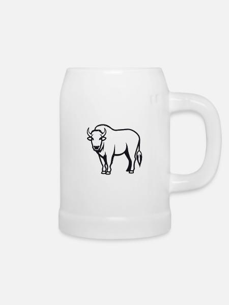 Büffel - Bierkrug - Weiß
