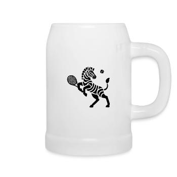 Zebra Tennis Silhouette Minimalistisches Design - Bierkrug - Weiß - Rechts