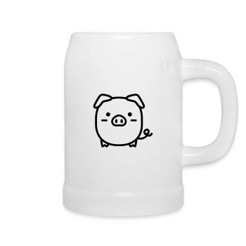 cochon - Chope en céramique - blanc - Droite