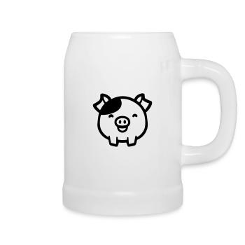 cochon - Chope en céramique - blanc - Droite