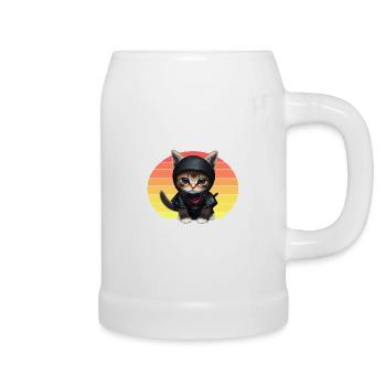 Ninja Cat Sunset - Beer Mug - white - Right