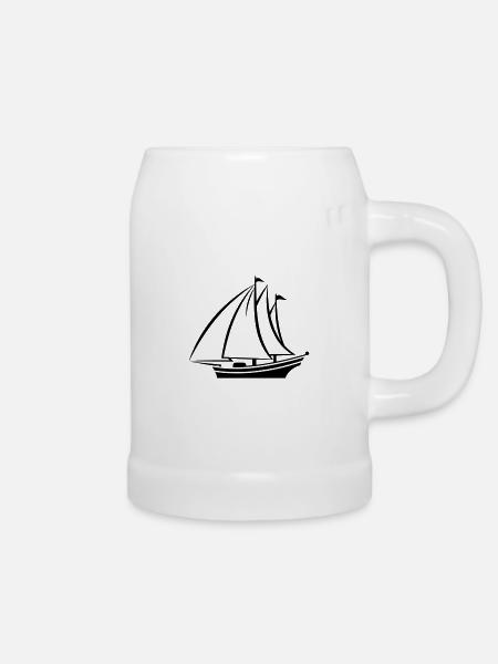 Segelschiff - Bierkrug - Weiß