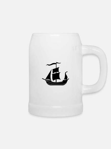 Piratenschiff - Bierkrug - Weiß