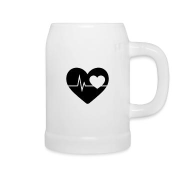 battement de coeur - Chope en céramique - blanc - Droite