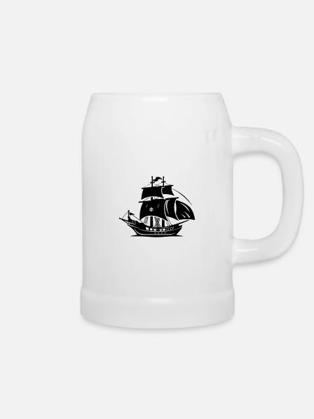 Piratenschiff - Bierkrug - Weiß
