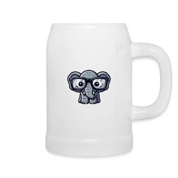 Éléphant nerd avec des lunettes - Chope en céramique - blanc - Droite