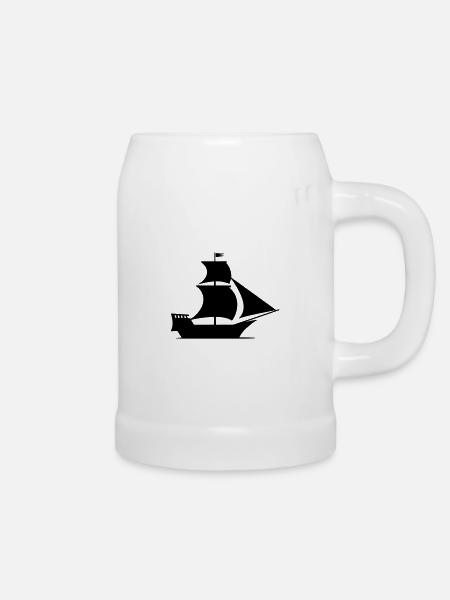 Piratenschiff - Bierkrug - Weiß