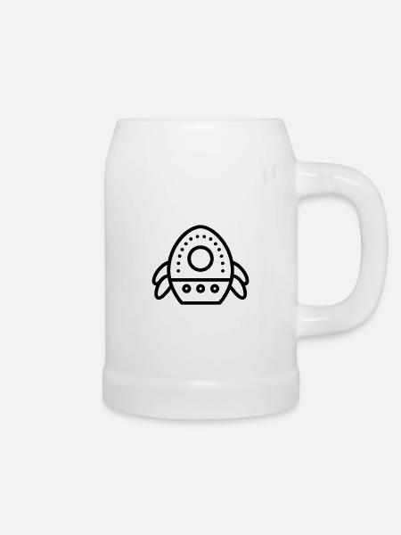 fliegende Untertasse - Bierkrug - Weiß