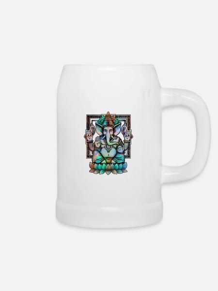 Cosmic Ganesh - Bierkrug - Weiß