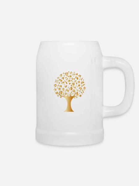 Lebensbaum - Bierkrug - Weiß